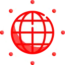 Red globe internet icon representing social media marketing and online connectivity — SMM expert in Thrissur, Harikrishna K J helping brands grow across all digital platforms in Kerala.